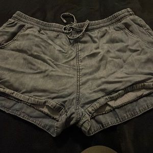 Soft comfortable jean shorts with drawstring and elastic waist